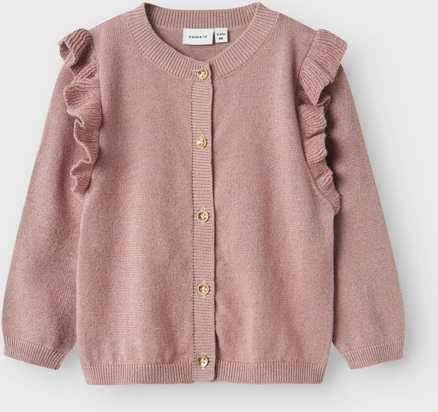 Name It Vest NMFABINNE LS KNIT CARD NOOS met schattige ruche op de schouders