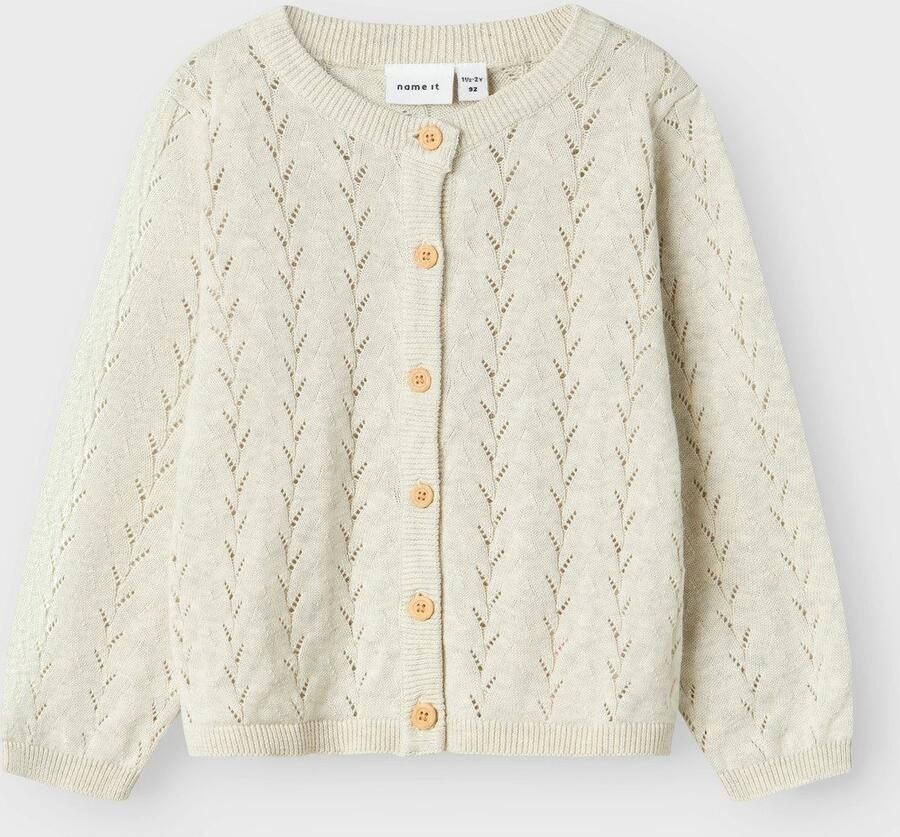 Name it MINI vest NMFBANNI ecru melange Meisjes Katoen Ronde hals Effen 104