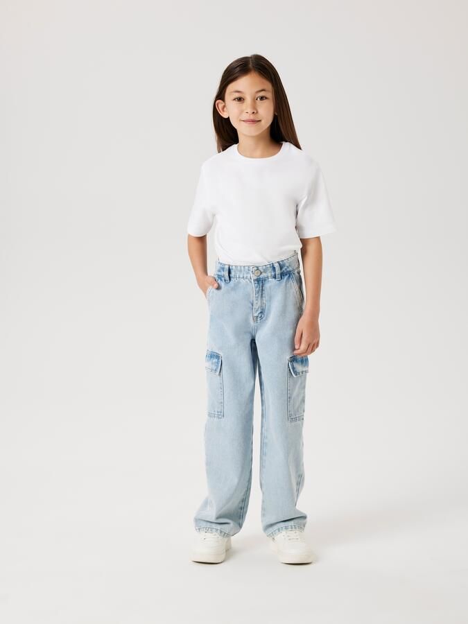 NAME IT KIDS wide leg regular waist jeans light blue bleached - Foto 7