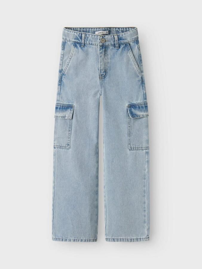 NAME IT KIDS wide leg regular waist jeans light blue bleached - Foto 6