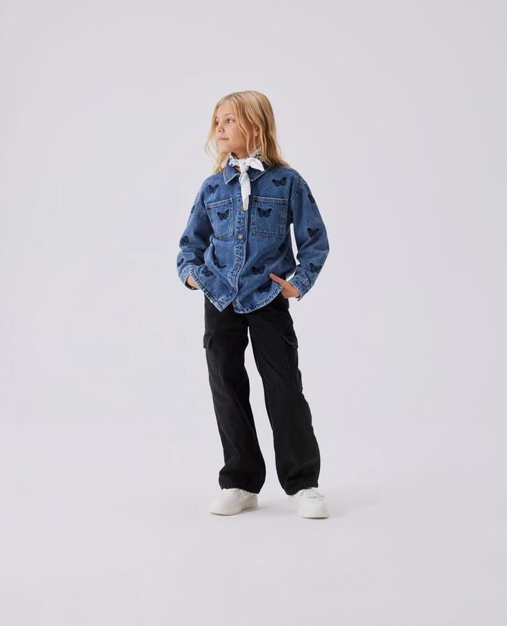 Name it KIDS wide leg jeans NKFROSE black Zwart Meisjes Denim Effen 158 - Foto 5