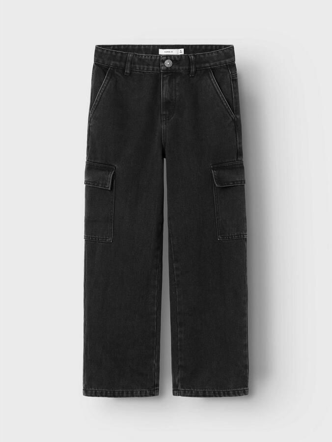 Name it KIDS wide leg jeans NKFROSE black Zwart Meisjes Denim Effen 158 - Foto 4