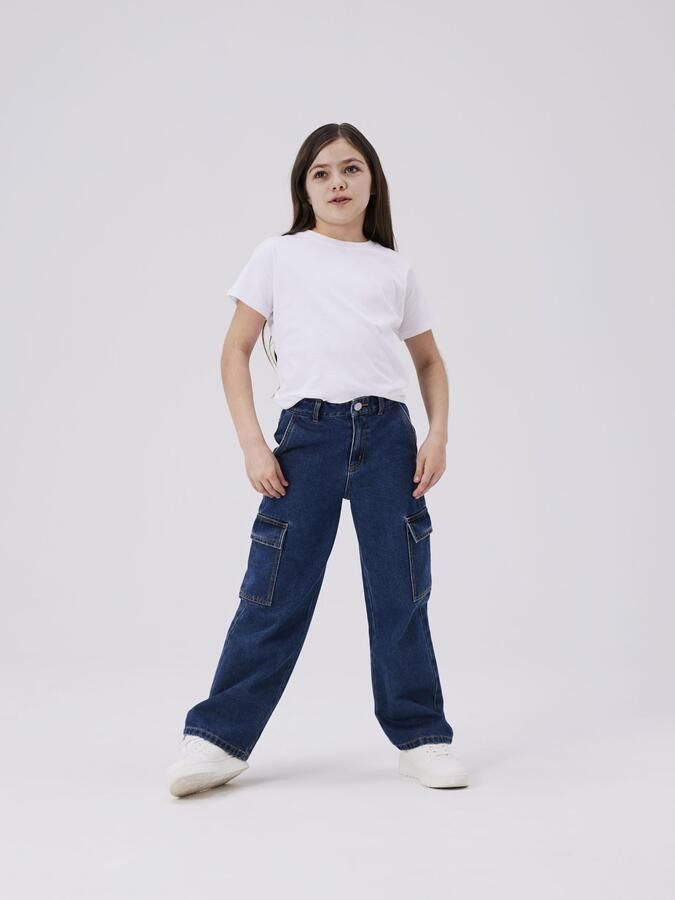 Name it KIDS wide leg jeans NKFROSE dark blue denim Blauw Effen 116 - Foto 8