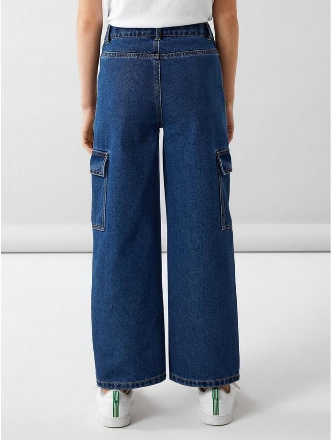 Name it KIDS wide leg jeans NKFROSE dark blue denim Blauw Effen 116 - Foto 4