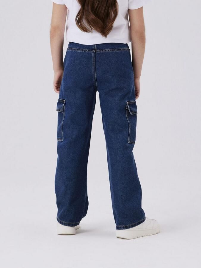 Name it KIDS wide leg jeans NKFROSE dark blue denim Blauw Effen 116 - Foto 5
