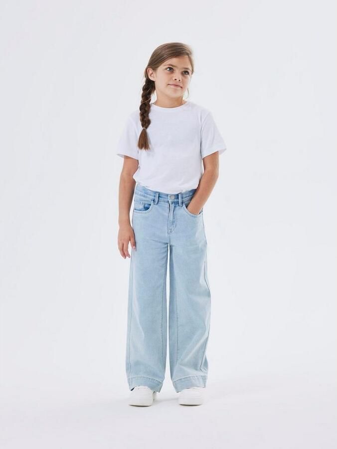 Name it KIDS wide leg jeans NKFROSE light blue denim Blauw Meisjes Stretchdenim 128 - Foto 4