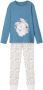 Name it KIDS pyjama NKMNIGHTSET blauwgroen wit roze Meisjes Biologisch katoen Ronde hals 146 152 - Thumbnail 3