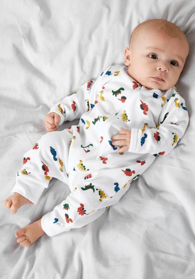 Name it BABY pyjama NBMNIGHTSUIT met all over print wit multicolor Onesie Jongens Biologisch katoen V-hals 104