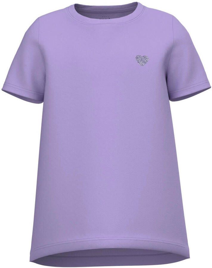 Name it KIDS T-shirt NKFVIOLINE lila Paars Meisjes Katoen Ronde hals Effen 116