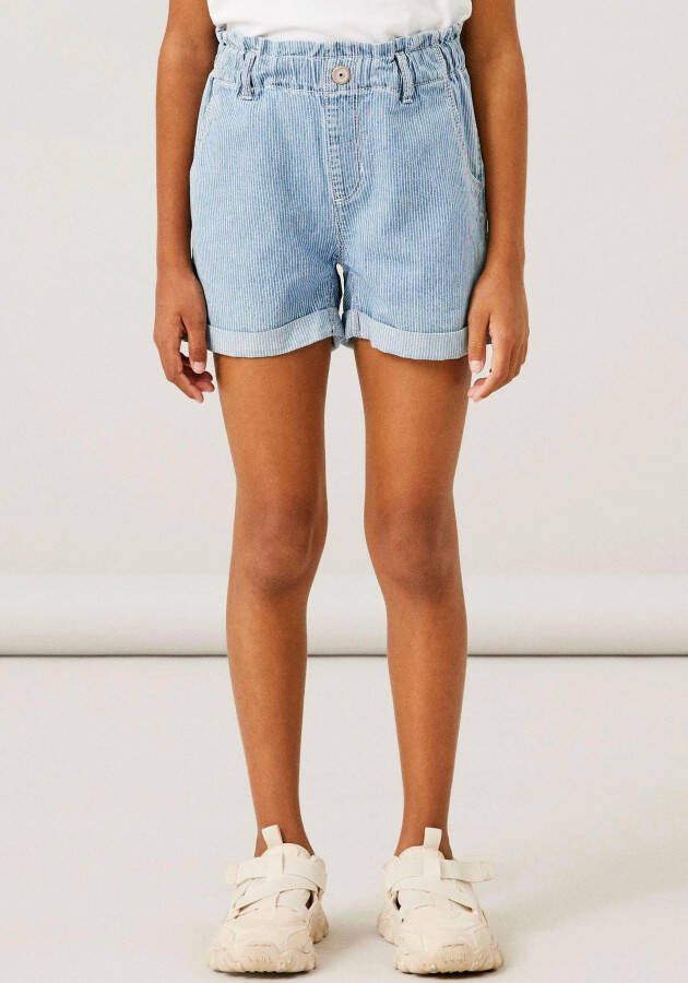 Name it KIDS gestreepte regular fit short NKFBELLA medium blue denim Korte broek Blauw 122 - Foto 2