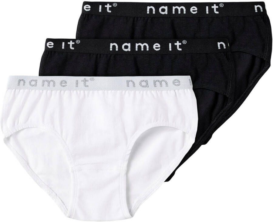 Name it KIDS slip set van 3 wit zwart Meisjes Stretchkatoen Effen 134 140