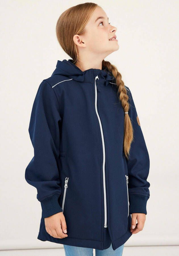 NAME IT KIDS softshell jas NKFALFA van gerecycled polyester donkerblauw