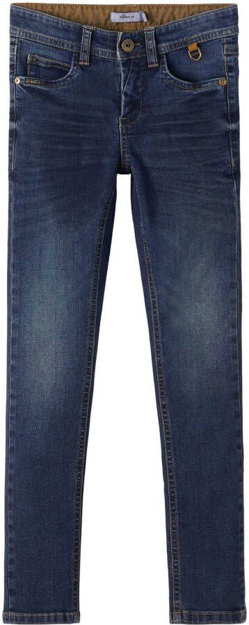Name it KIDS slim fit jeans NKMTHEO dark blue denim Blauw Jongens Stretchdenim 104