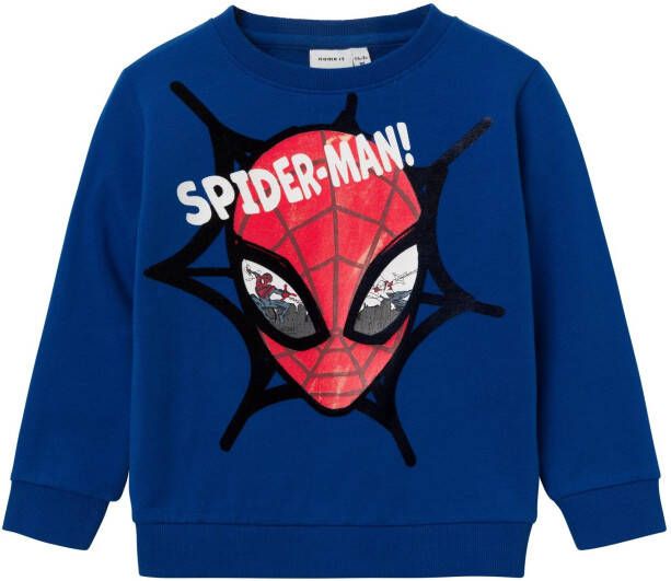Name it MINI Spider-Man sweater NMMSVENDE met printopdruk hardblauw Printopdruk 104
