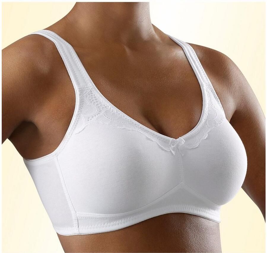 Naturana Beugelloze-bh Cotton voorgevormde soft-cups brede bandjes met kant katoenmix comfortabel (2-delig Set van 2) - Foto 4