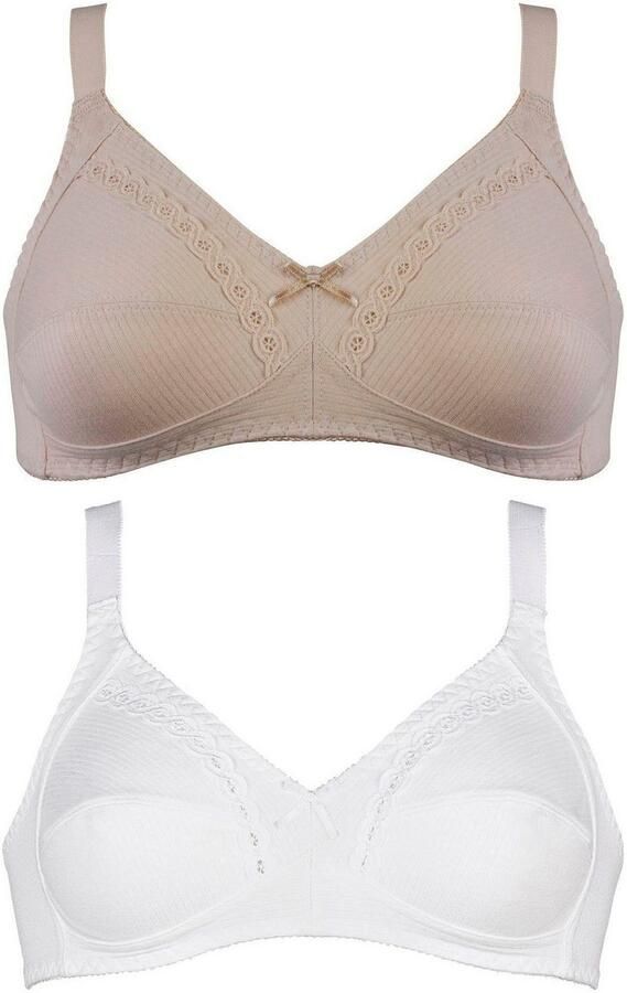 Naturana Soft-bh Classics vrouwelijk comfortabel brede bandjes zonder beugel decoratieve strik (1-delig Set van 2) - Foto 3