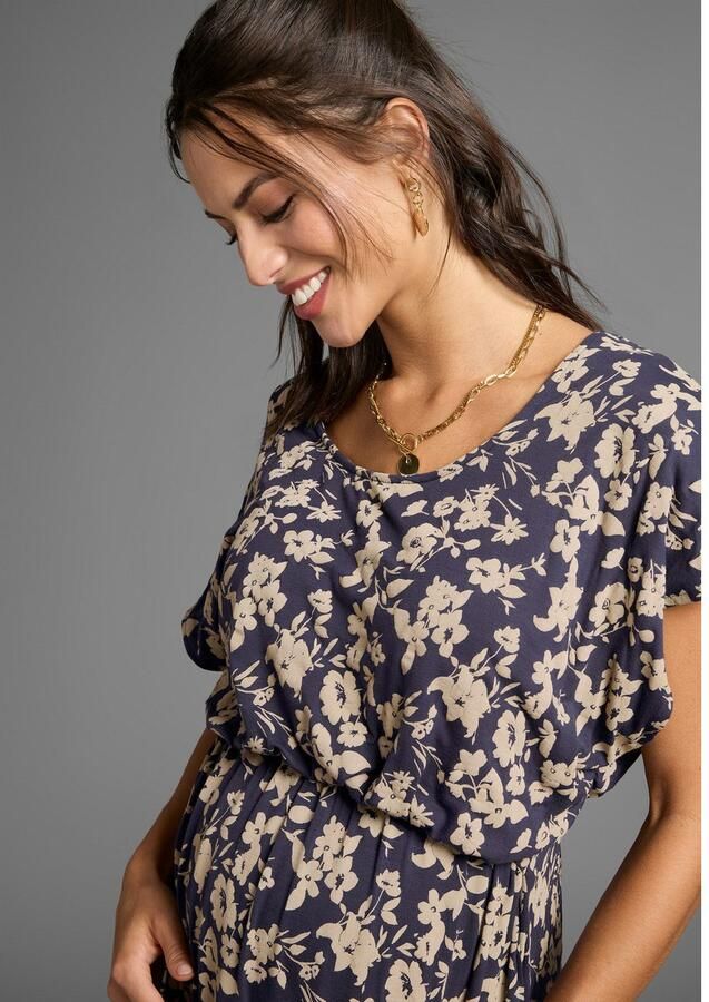 Neun Monate Positiejurk Lange zwangerschaps- en borstvoedingsjurk Jersey-jurk voor zwangerschap en borstvoeding