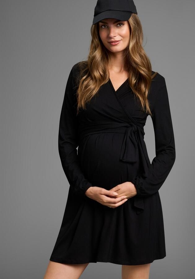 Neun Monate Positiejurk Wikkeljurk met praktische halslijn oplossing Zwangerschapsjurk viscose jurk met praktische wikkeloplossing - Foto 7