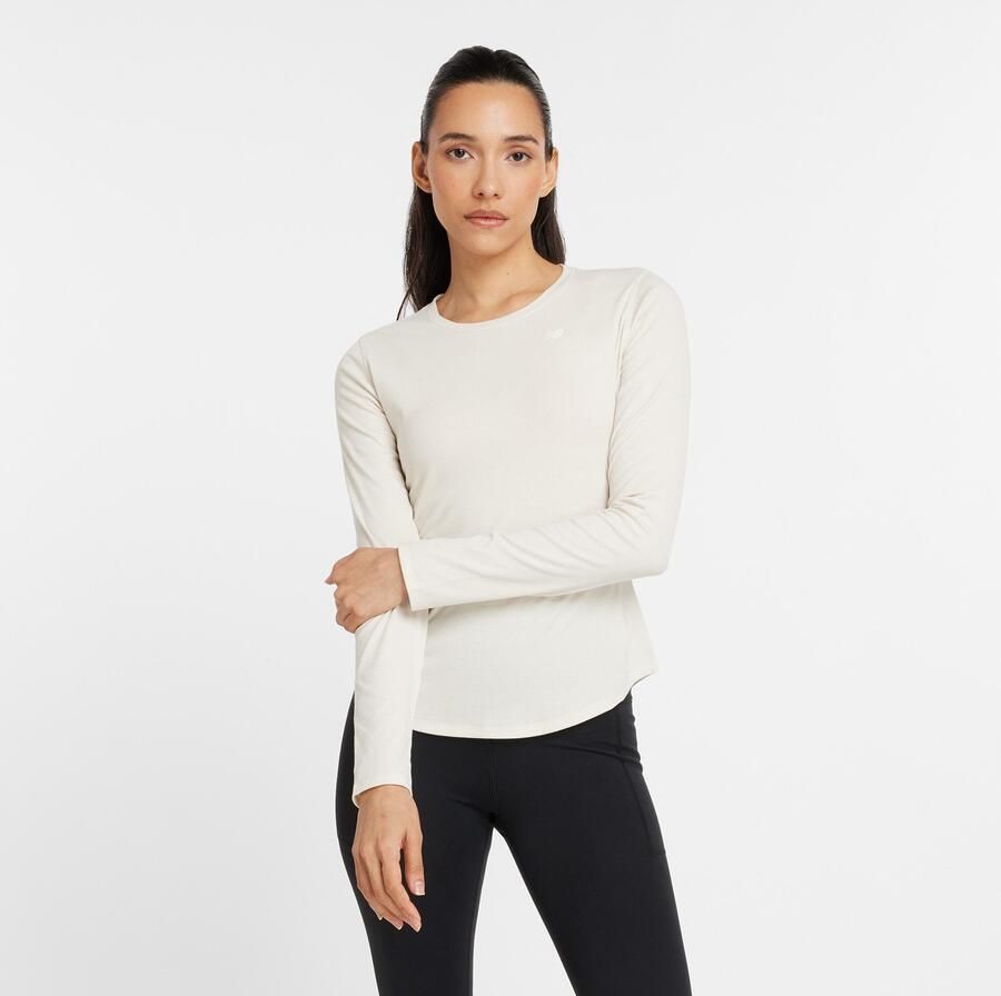 New Balance Linear Ribbed Long Sleeve Top Cream- Dames Cream - Foto 5