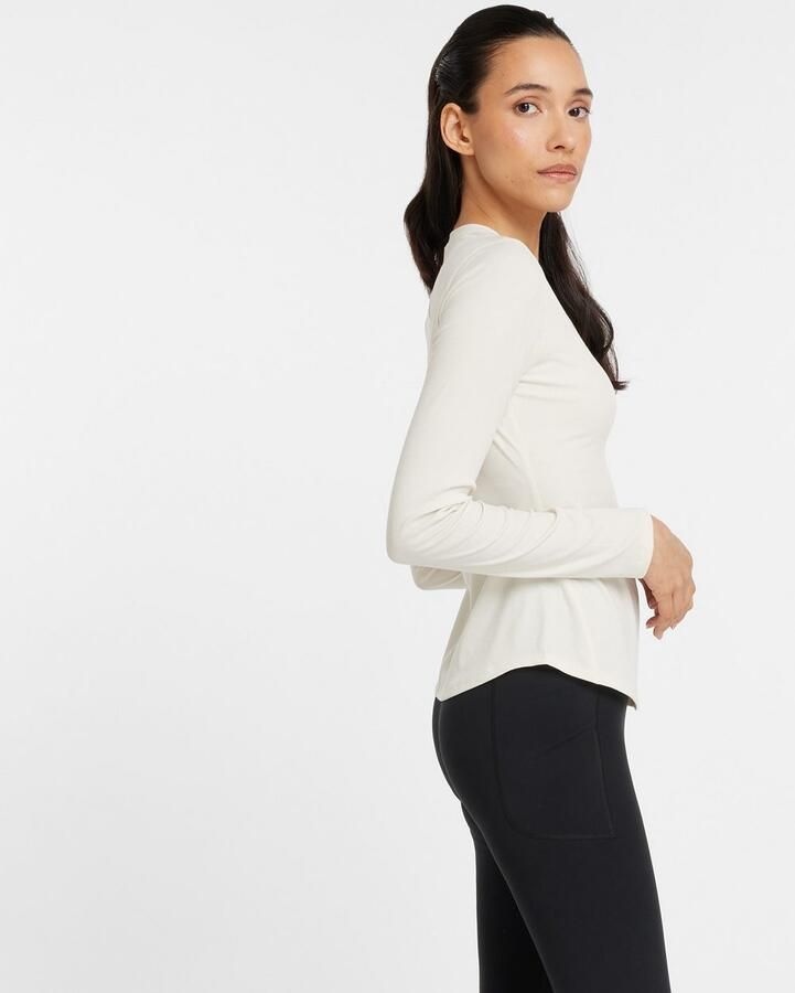 New Balance Linear Ribbed Long Sleeve Top Cream- Dames Cream - Foto 4