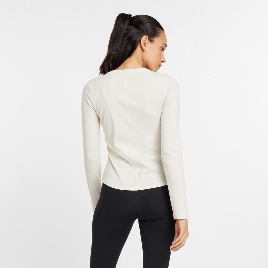 New Balance Linear Ribbed Long Sleeve Top Cream- Dames Cream