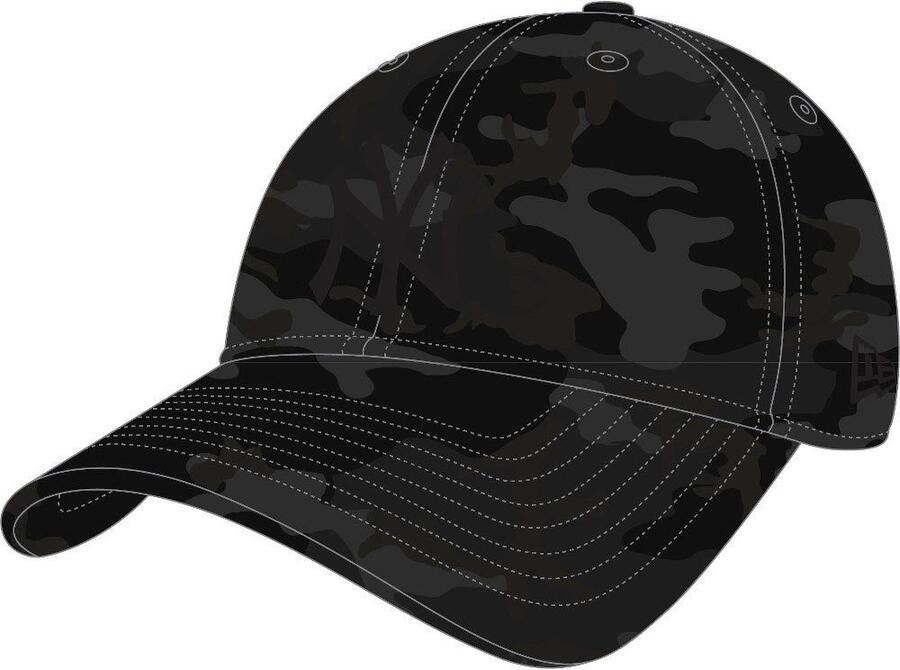 New era Camouflage Yankees Logo Pet Gebogen Klep Black