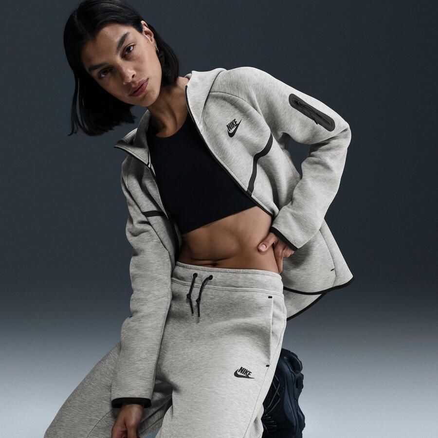 Nike Joggingbroek met halfhoge taille voor dames Sportswear Tech Fleece Grijs- Dames Grijs - Foto 4