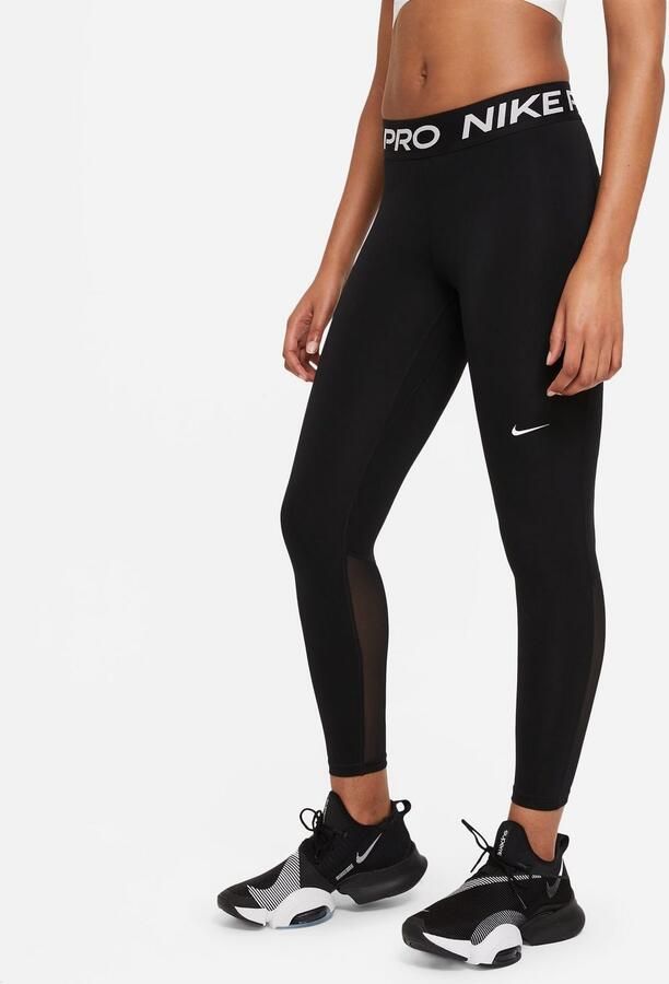 Nike Legging halfhoge taille en met mesh vlakken voor dames Pro Black- Dames Black