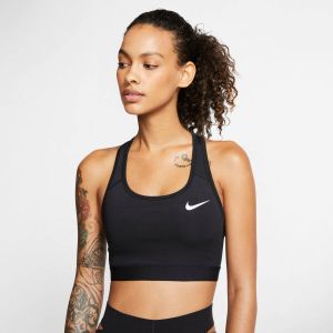 Nike dri-fit swoosh band non-padded medium-impact sportbh zwart dames