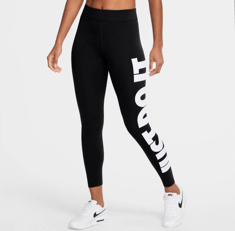 Nike sportswear essential high-waisted graphic legging zwart dames