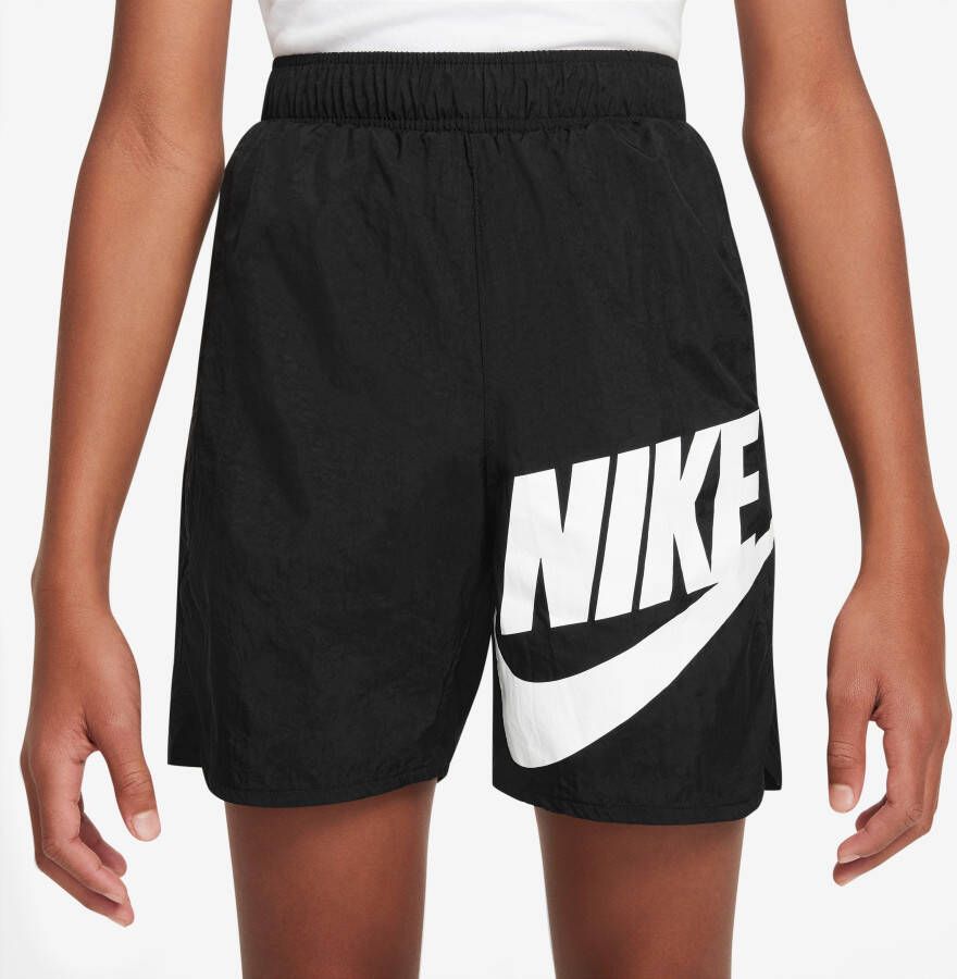 Nike sportswear woven hybride korte broek zwart wit kinderen