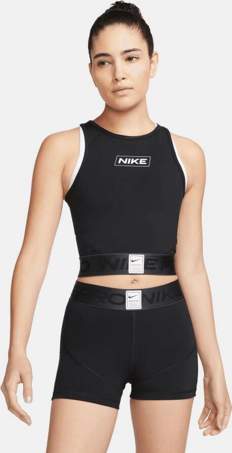 Nike pro dri-fit crop sporttanktop zwart dames