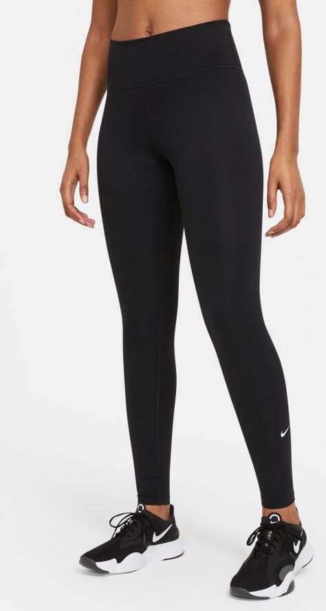 Nike dri-fit one mid-rise 2.0 hardlooptight zwart dames