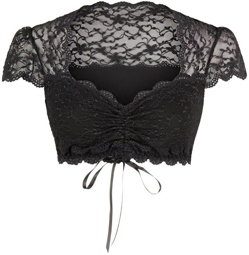 Nina Von C. Dirndlblouse met hartvormige halslijn kant buikvrij korte mouw