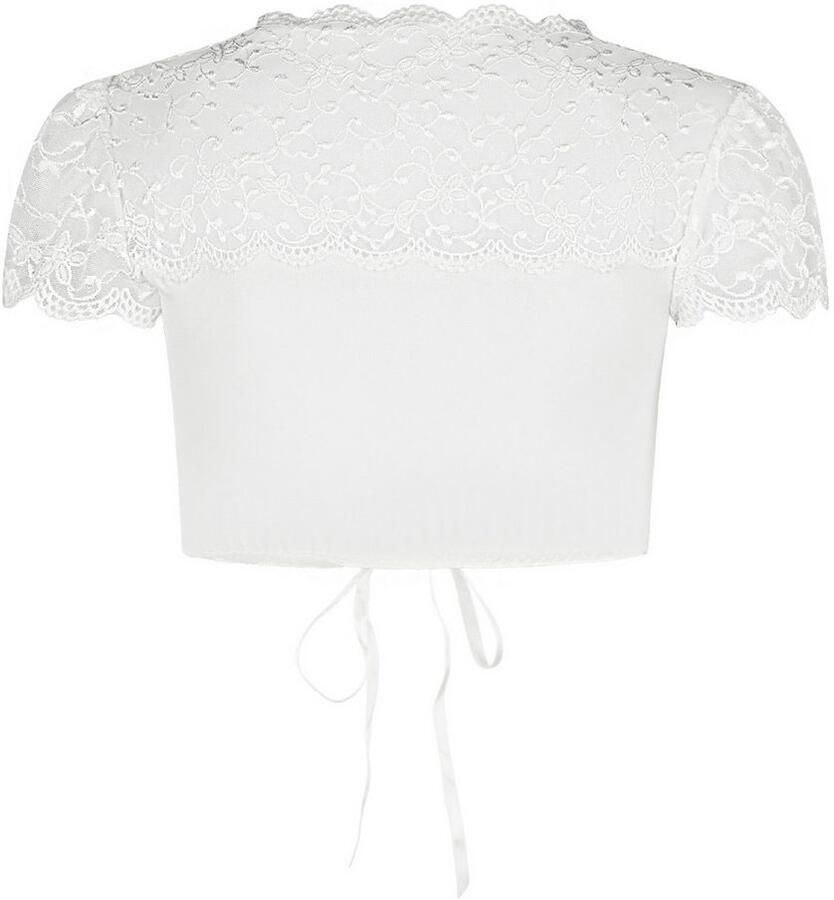 Nina Von C. Dirndlblouse met hartvormige halslijn kant buikvrij korte mouw