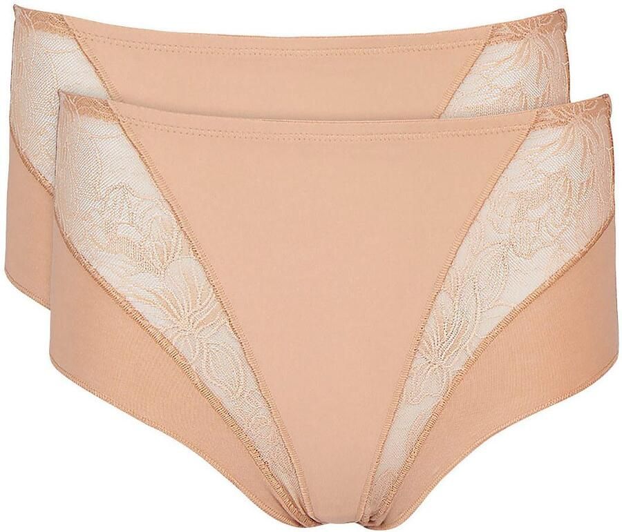 Nina Von C. Tailleslip COTTON SHAPE strak elastisch ademend comfortabel vrouwelijk met kant katoenmix (2 stuks Set van 2) - Foto 3