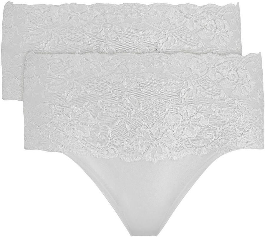 Nina Von C. Tailleslip Fine Cotton strak elastisch comfortabel vrouwelijk ademend brede band met kant (2 stuks Set van 2) - Foto 4