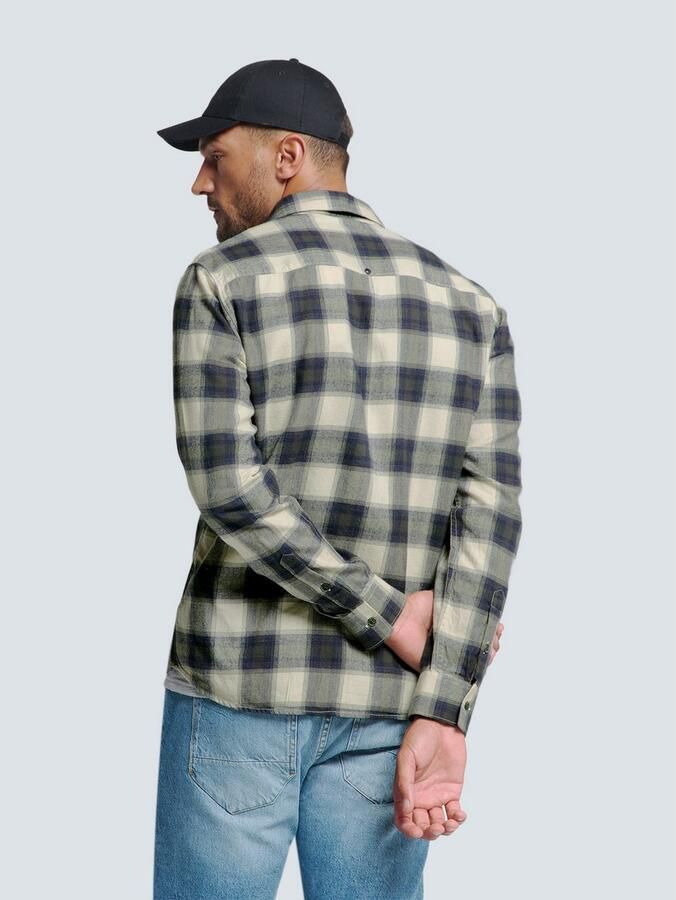 NO EXCESS Geruit overhemd met kentkraag - Foto 3