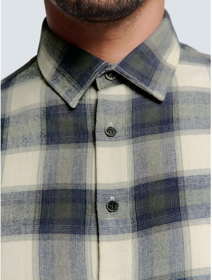 NO EXCESS Geruit overhemd met kentkraag - Foto 2