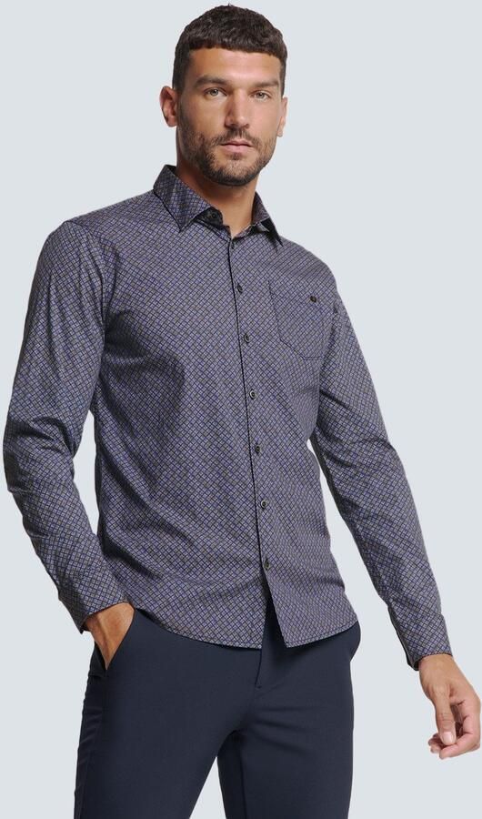 NO EXCESS Overhemd met lange mouwen met grafisch patroon en borstzak - Foto 6