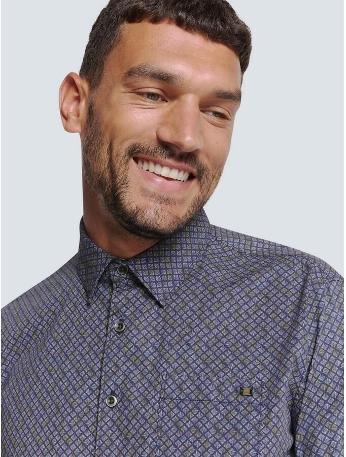 NO EXCESS Overhemd met lange mouwen met grafisch patroon en borstzak