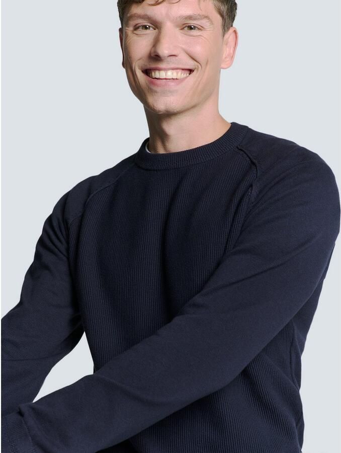 NO EXCESS Trui met ronde hals van reliëf brei - Foto 2