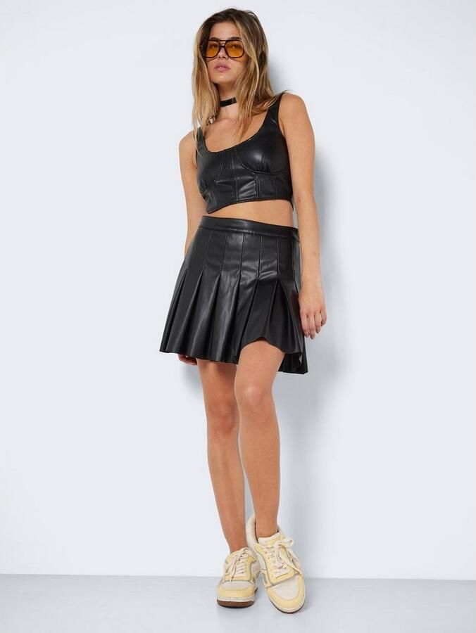 Noisy may Imitatieleren rok NMPAULO HW PLEATED PU MINI SKIRT - Foto 4