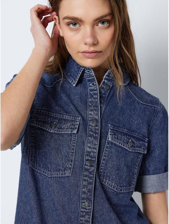 Noisy May Jeansjurk met paspelzakken op de borst model 'NEW SIGNE' - Foto 1