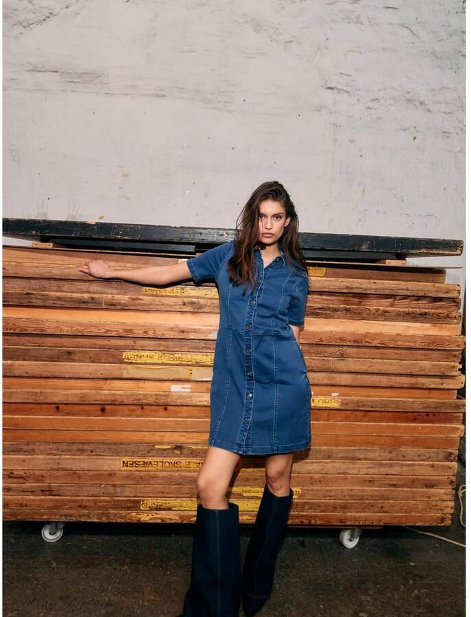 Noisy may Jeans jurk NMNISA S S SLIM DENIM DRESS VI534MB NOOS