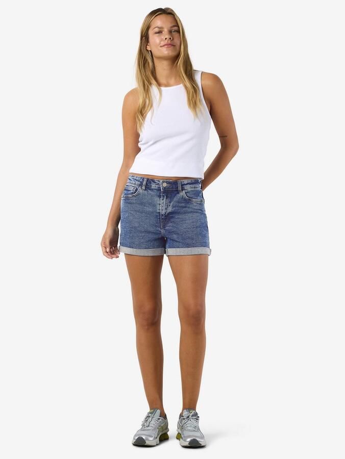 Noisy May Korte jeans in denimblauw met labeldetail model 'MONI' - Foto 9