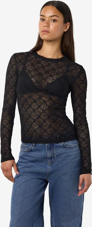 Noisy May Shirt met lange mouwen en broderie anglaise model 'JUDITH' - Foto 6