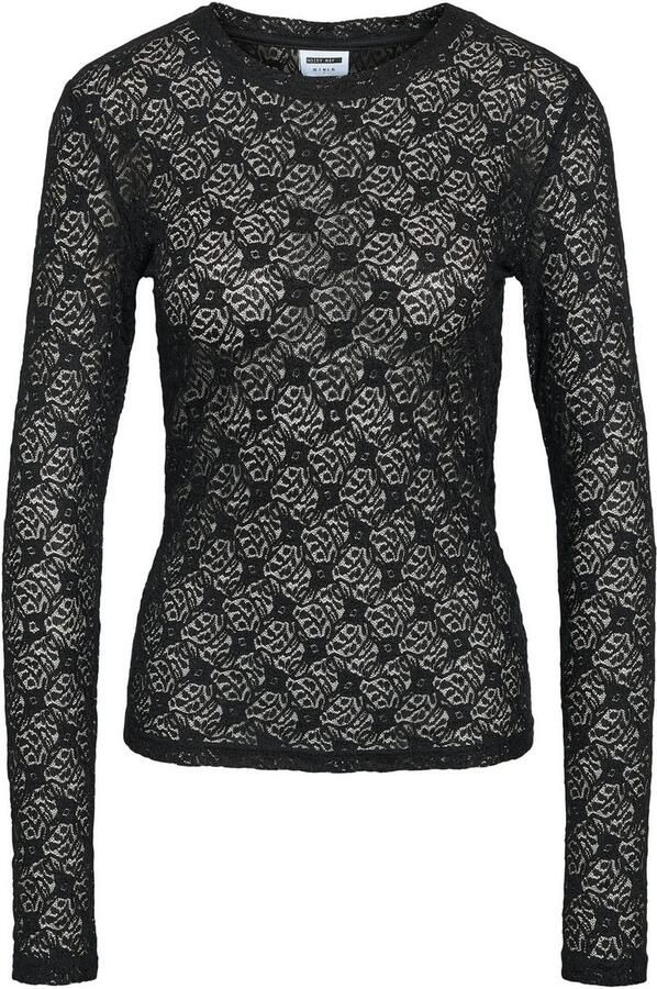 Noisy May Shirt met lange mouwen en broderie anglaise model 'JUDITH' - Foto 5