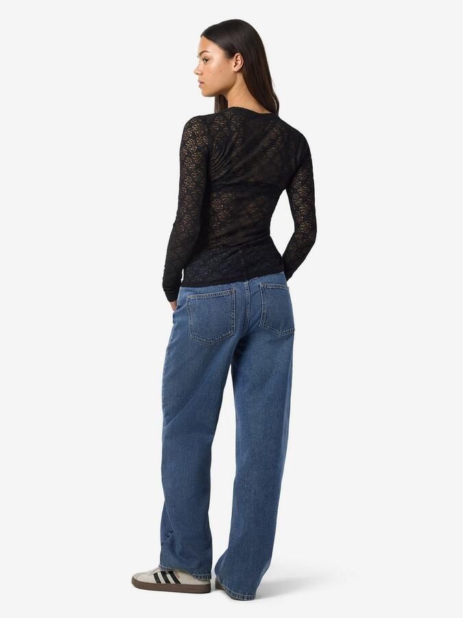 Noisy May Shirt met lange mouwen en broderie anglaise model 'JUDITH' - Foto 4