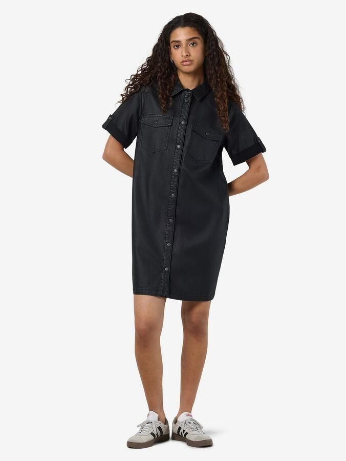 Noisy may Mini-jurk NMNEW SIGNE S S COATED DENIM DRESS NOOS